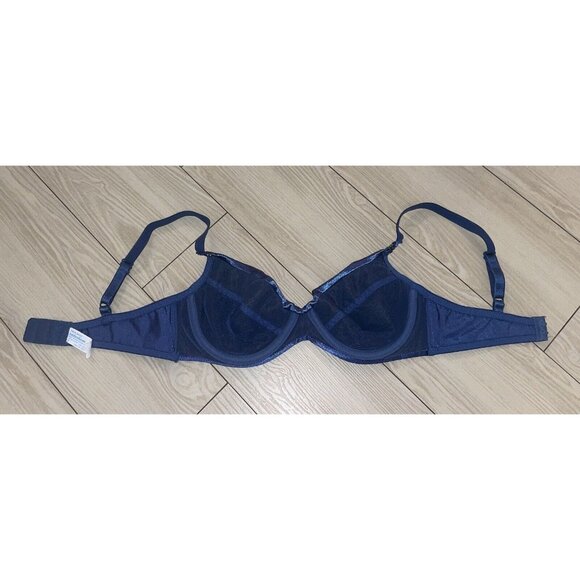Vintage Maidenform French Demi 3687 Satin Soft Cup Underwire Womens 34C Blue - Picture 5 of 6